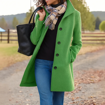 Clara | Damen Wintermantel mit Knopfleiste und Reverskragen, lang