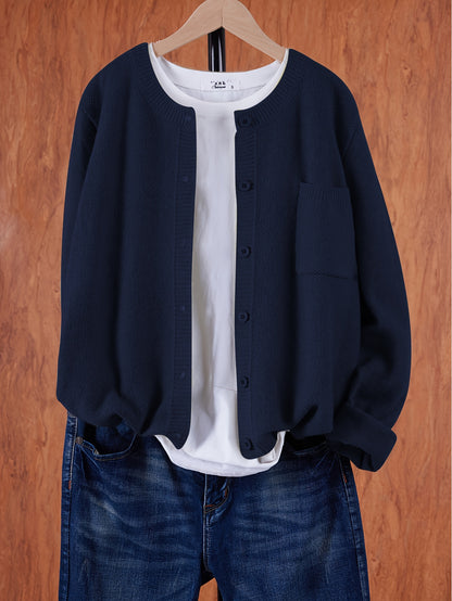 Erika | Damen Cardigan mit Knopfleiste und Pattentaschen