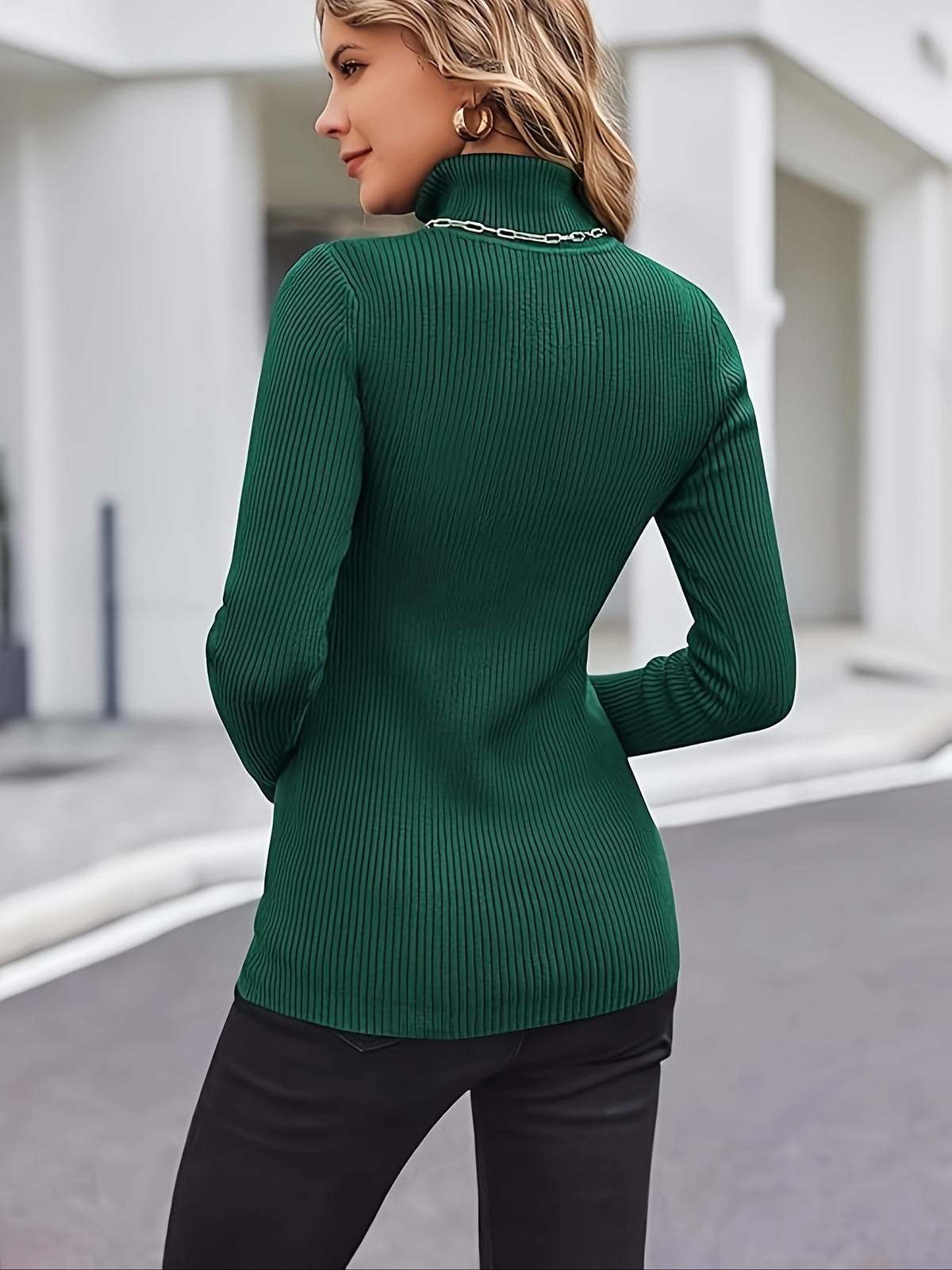 Selina | Damen Rollkragenpullover Rippstrick Taillierter Schnitt
