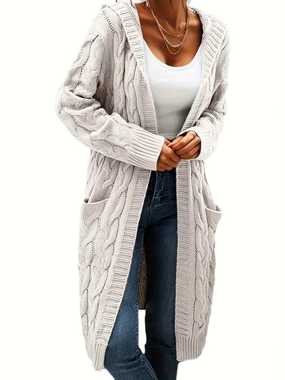 Chiara | Zopfmuster Strickjacke mit Kapuze für Damen