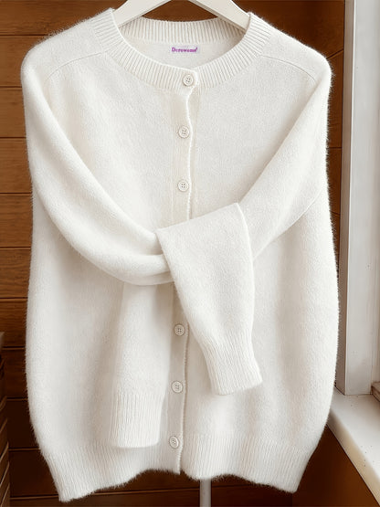 Elvira | Damen Strickjacke Cardigan Rundhalsausschnitt