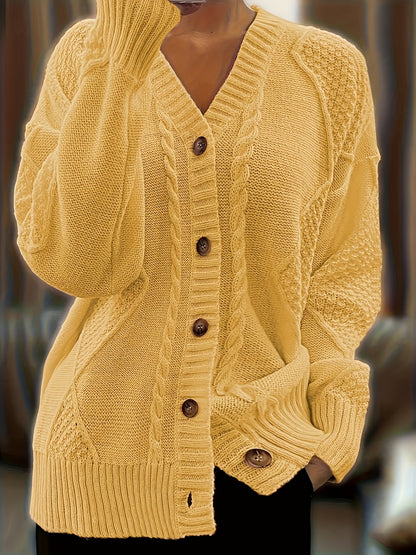Eloise | Damen cardigan Zopfmuster Knopfleiste Oversized