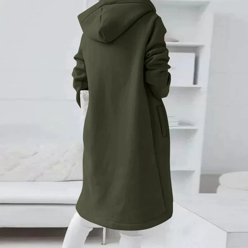 Fleur | Langer Kapuzenpullover mit Reißverschluss und Taschen