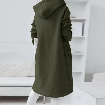 Fleur | Langer Kapuzenpullover mit Reißverschluss und Taschen