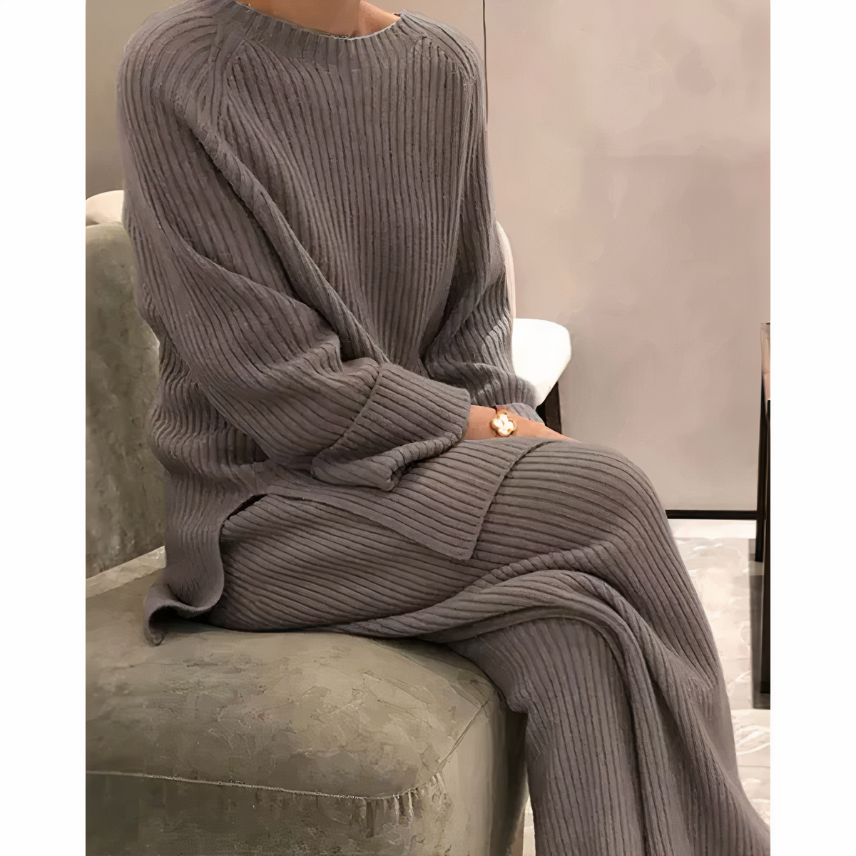 Tineke – Zweiteiliges Loungewear Set Strick Pullover Hose für Damen
