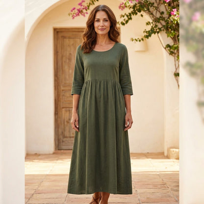 Selma | Damen Midikleid mit Rundhals, Sommer