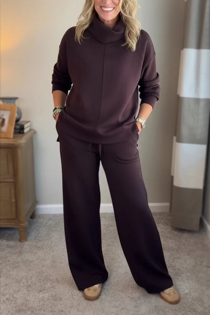 Aurelie | Zweiteiliges Loungewear Set Rollkragen Weitbein für Damen