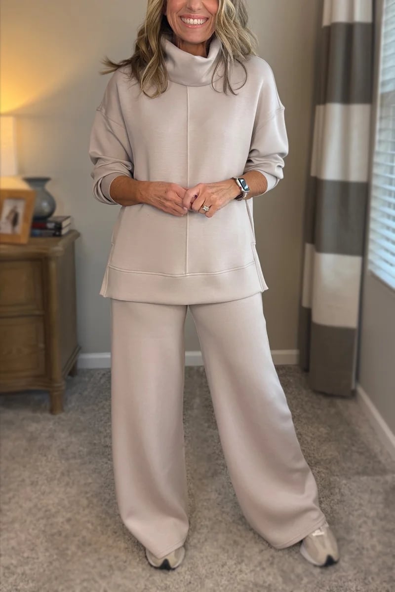 Aurelie | Zweiteiliges Loungewear Set Rollkragen Weitbein für Damen