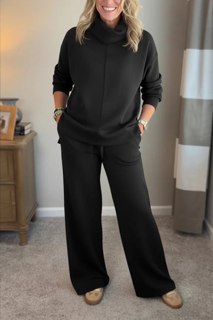 Aurelie | Zweiteiliges Loungewear Set Rollkragen Weitbein für Damen