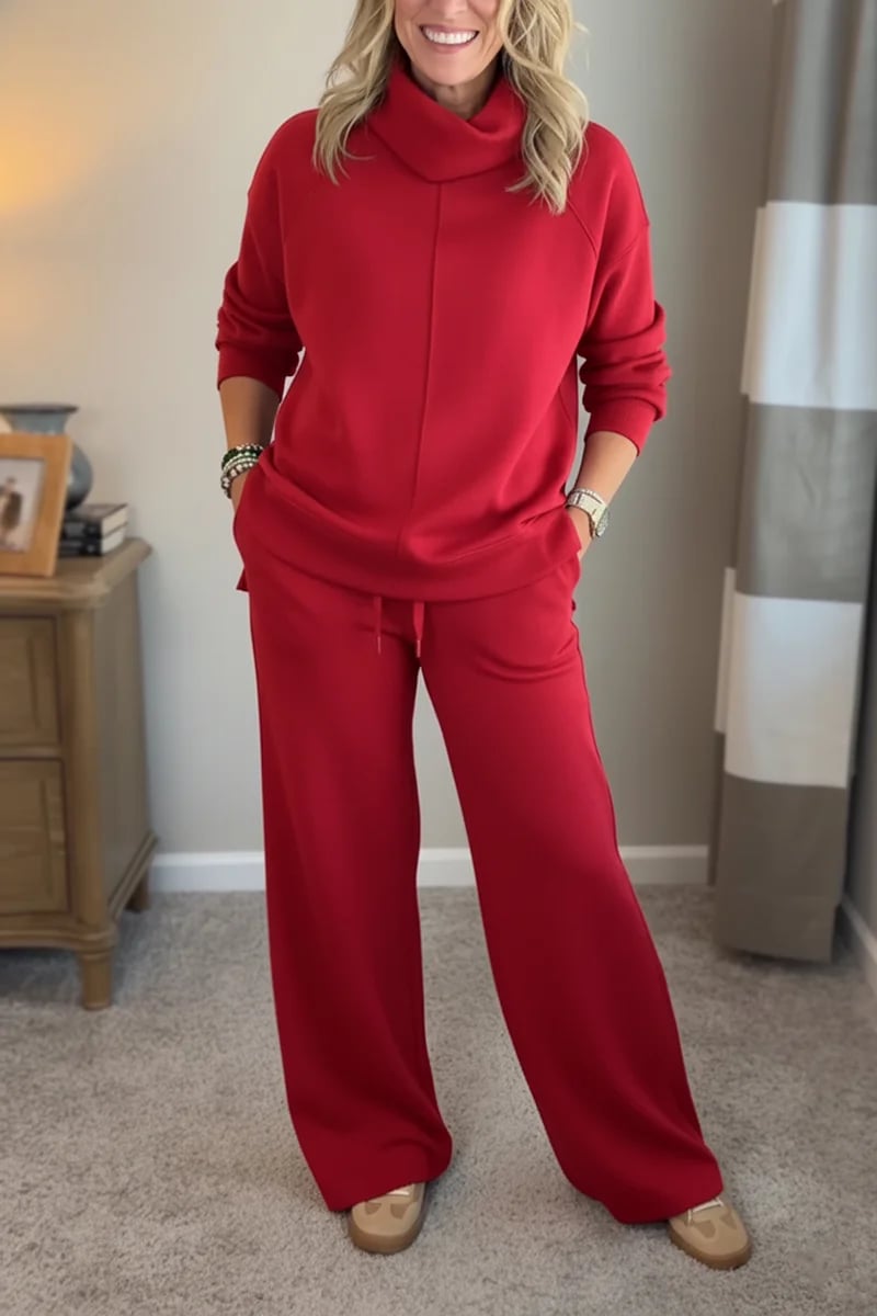 Aurelie | Zweiteiliges Loungewear Set Rollkragen Weitbein für Damen