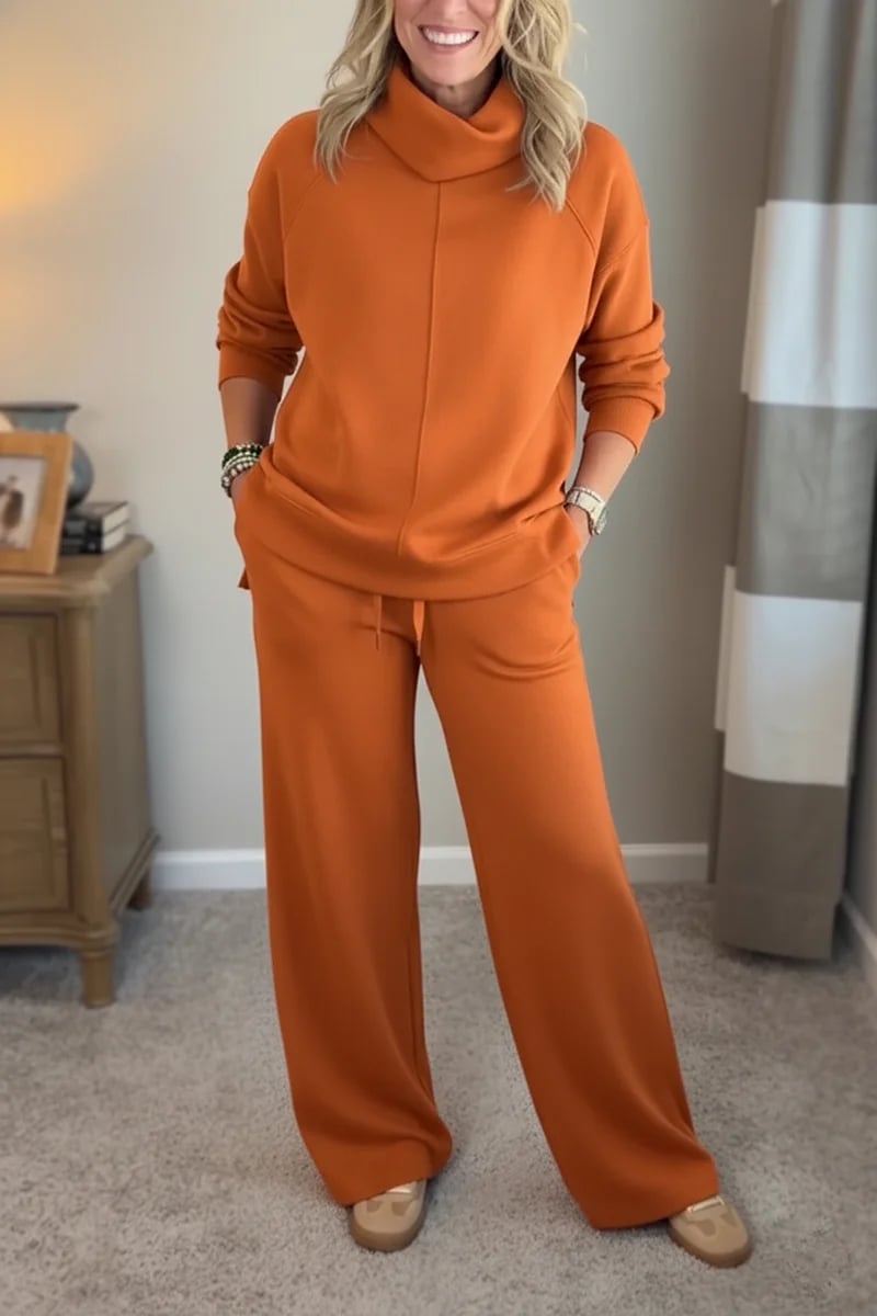 Aurelie | Zweiteiliges Loungewear Set Rollkragen Weitbein für Damen
