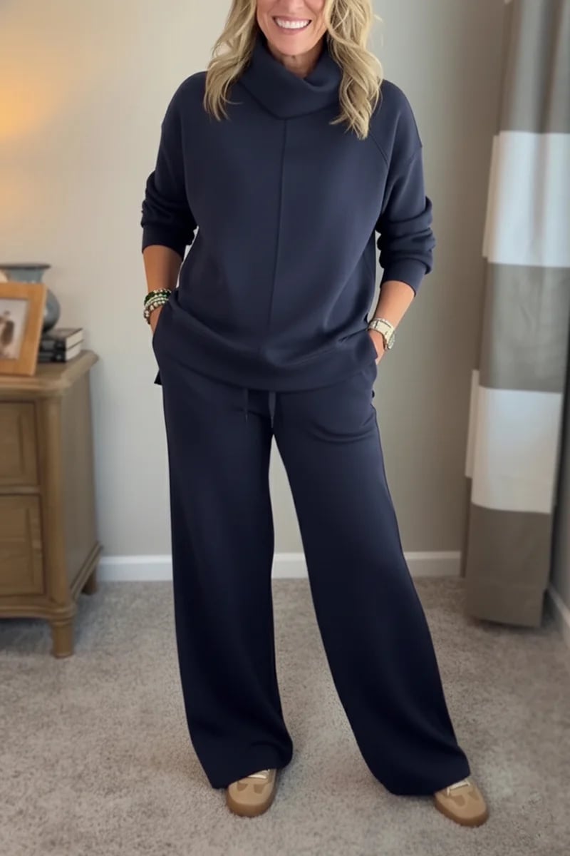 Aurelie | Zweiteiliges Loungewear Set Rollkragen Weitbein für Damen