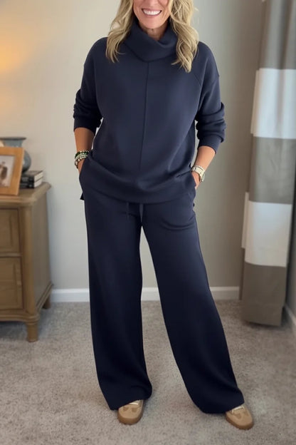 Aurelie | Zweiteiliges Loungewear Set Rollkragen Weitbein für Damen