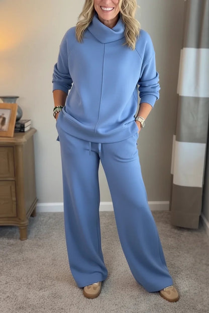 Aurelie | Zweiteiliges Loungewear Set Rollkragen Weitbein für Damen