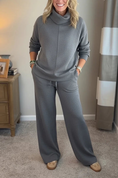 Aurelie | Zweiteiliges Loungewear Set Rollkragen Weitbein für Damen