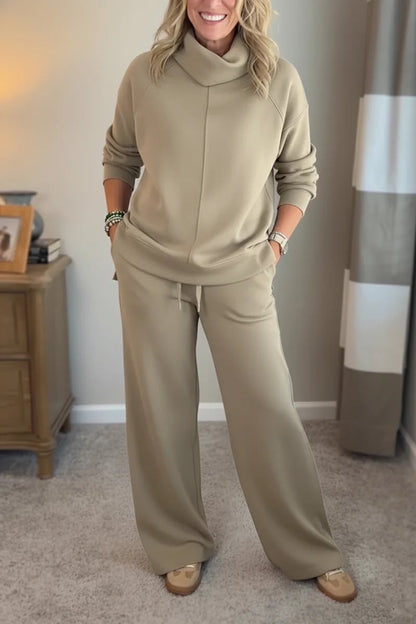 Aurelie | Zweiteiliges Loungewear Set Rollkragen Weitbein für Damen