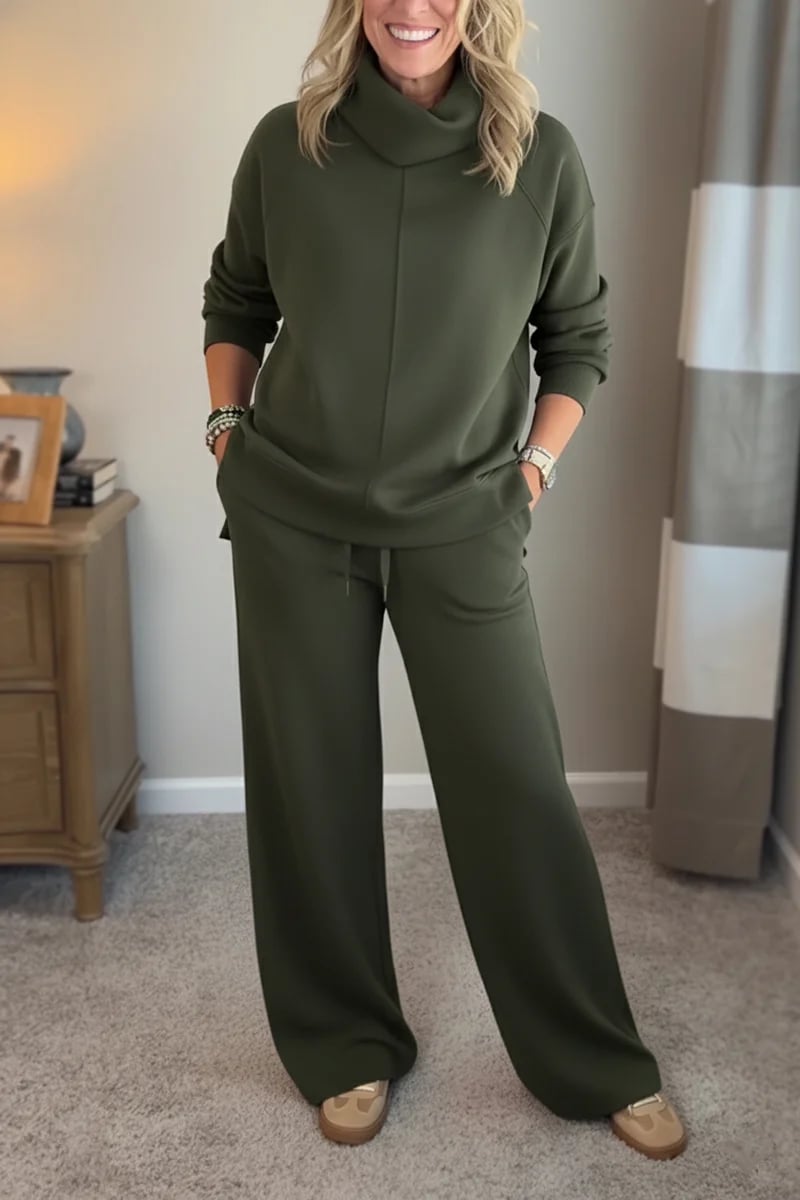 Aurelie | Zweiteiliges Loungewear Set Rollkragen Weitbein für Damen