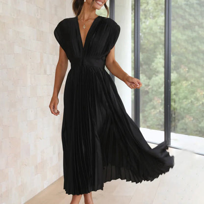 Malou | Plissiertes Midikleid mit V-Ausschnitt für Damen