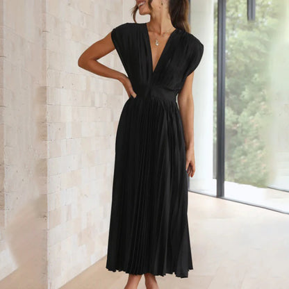 Malou | Plissiertes Midikleid mit V-Ausschnitt für Damen
