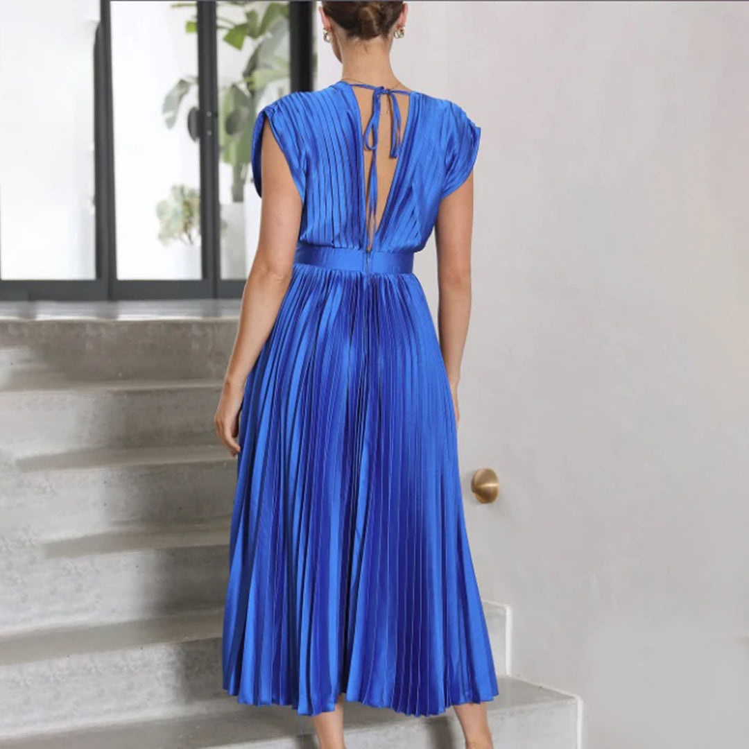 Malou | Plissiertes Midikleid mit V-Ausschnitt für Damen