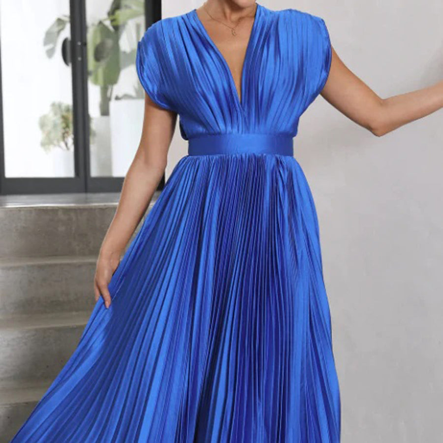 Malou | Plissiertes Midikleid mit V-Ausschnitt für Damen