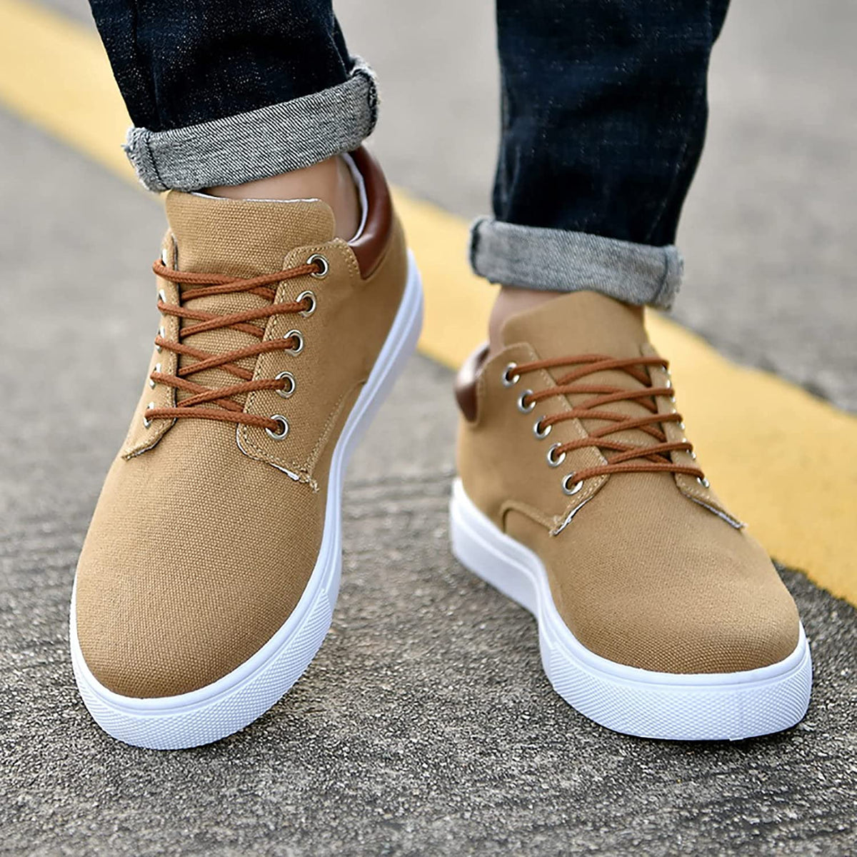 Lars Robuste Herren Sneakers mit weißer Sohle
