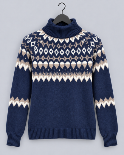 Claire | Weihnachtspullover Norwegermuster Rollkragen für Damen