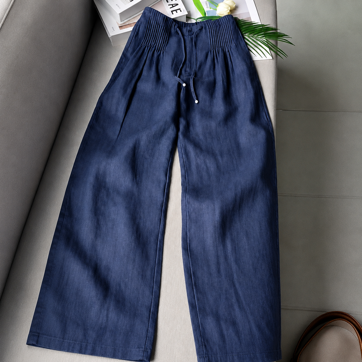 Nova | Weites Bein Hochtaillierte Hose mit Kordelzug