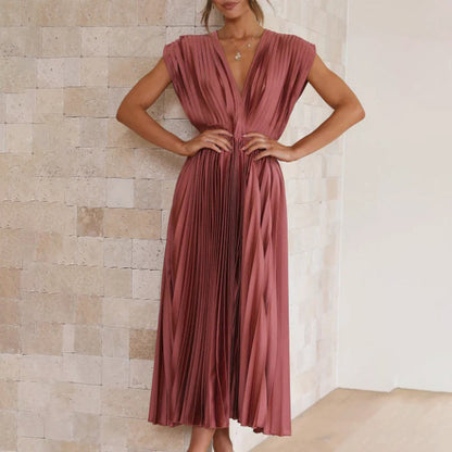 Malou | Plissiertes Midikleid mit V-Ausschnitt für Damen