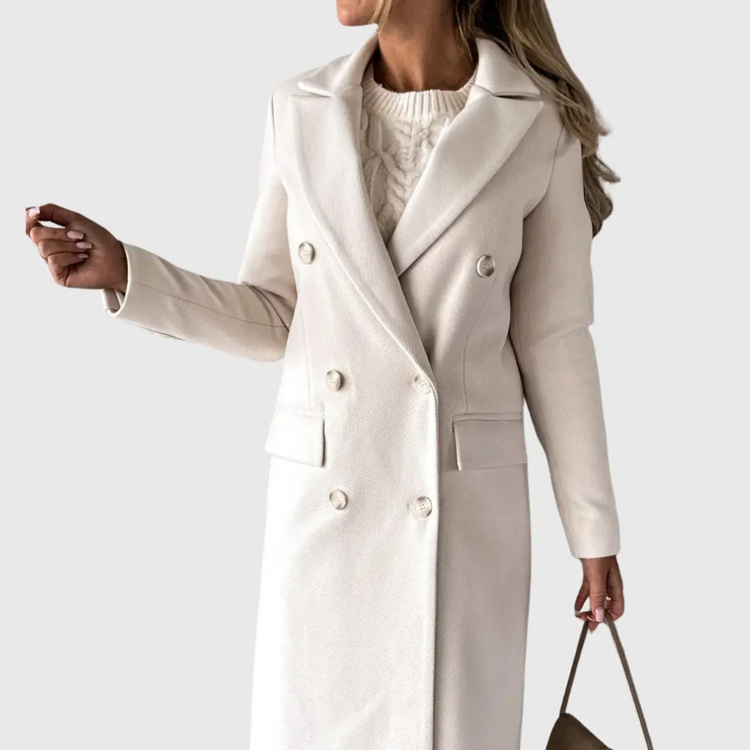 Bronwen | Damen Taillierter Wollmantel mit Reverskragen, Bordeaux