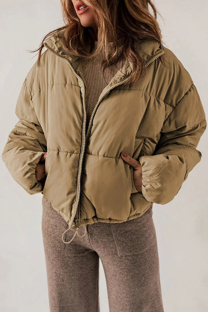 Marlyse | Winterjacke Damen Oversize Stehkragen Steppjacke kurz