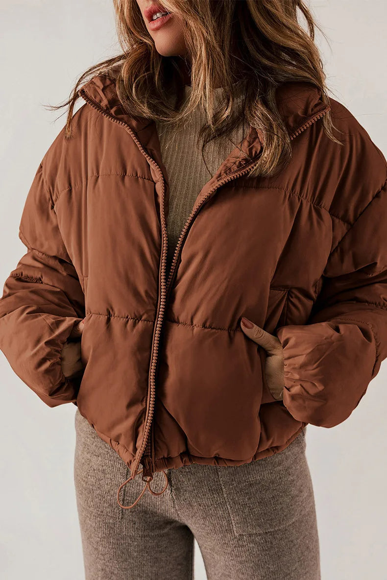 Marlyse | Winterjacke Damen Oversize Stehkragen Steppjacke kurz