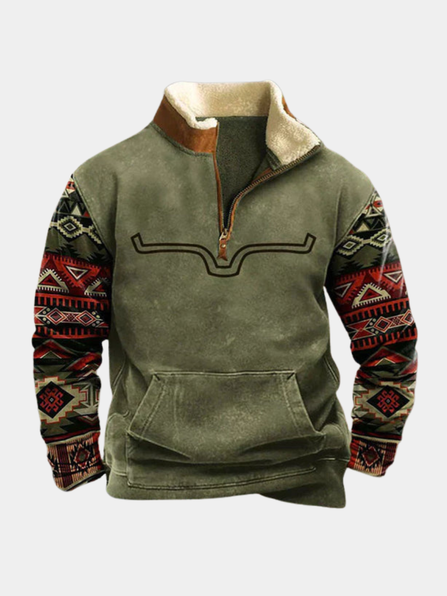 Pieter | Herren Strickpullover mit Stehkragen und Kängurutasche