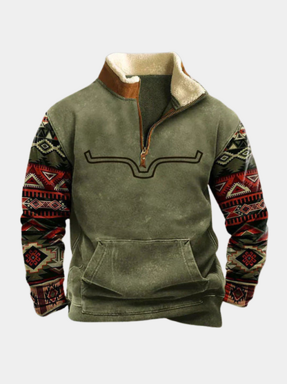 Pieter | Herren Strickpullover mit Stehkragen und Kängurutasche