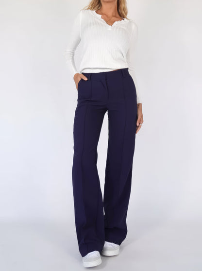 Olive | Hochtaillierte Damenhose mit geradem Bein
