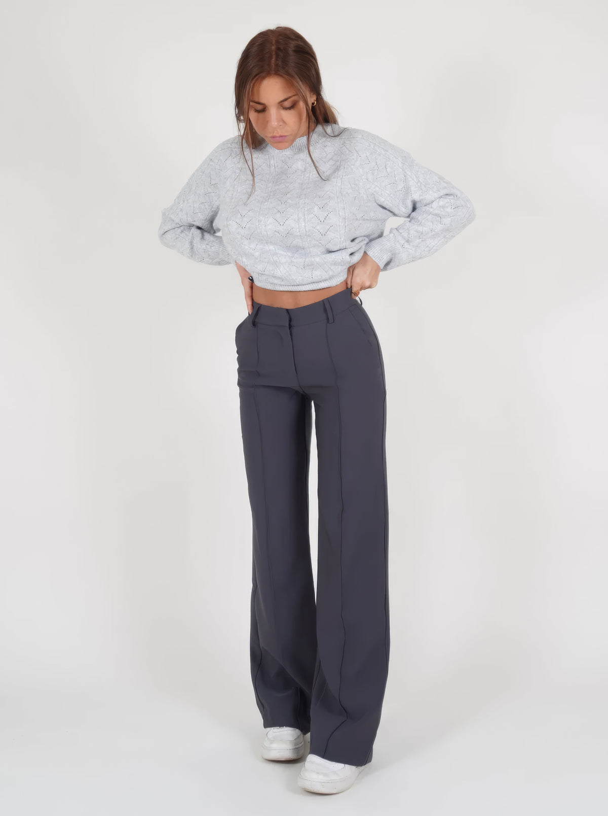 Olive | Hochtaillierte Damenhose mit geradem Bein