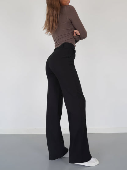 Olive | Hochtaillierte Damenhose mit geradem Bein