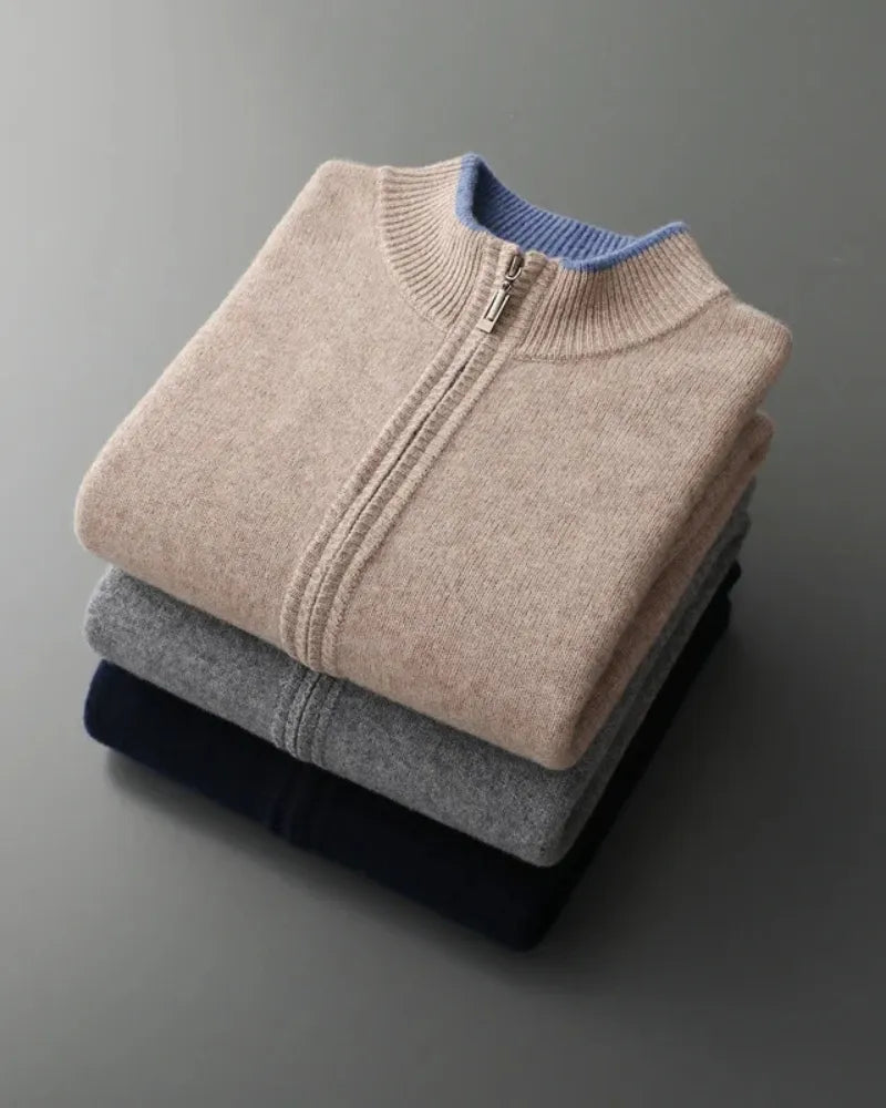 Niklas | Herren Strickjacke mit Reißverschluss und Strickkragen