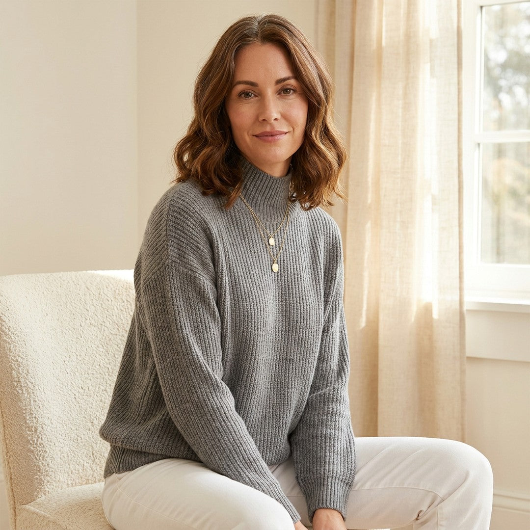 Elina | Damen Rollkragenpullover Rippstrick Langarm Alltag