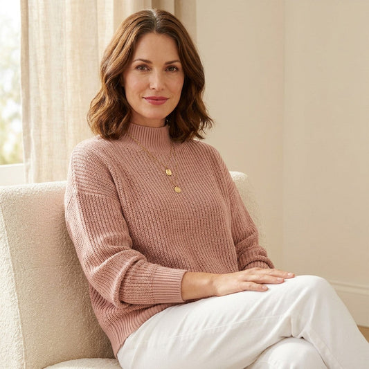Elina | Damen Rollkragenpullover Rippstrick Langarm Alltag