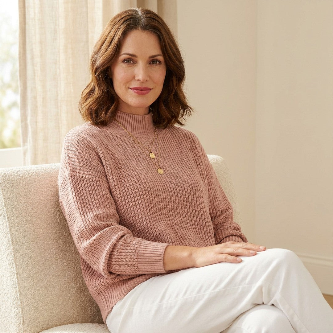Elina | Damen Rollkragenpullover Rippstrick Langarm Alltag