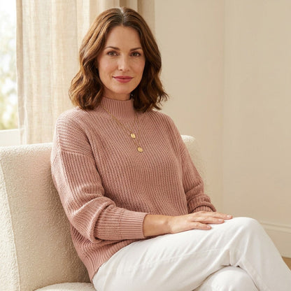 Elina | Damen Rollkragenpullover Rippstrick Langarm Alltag