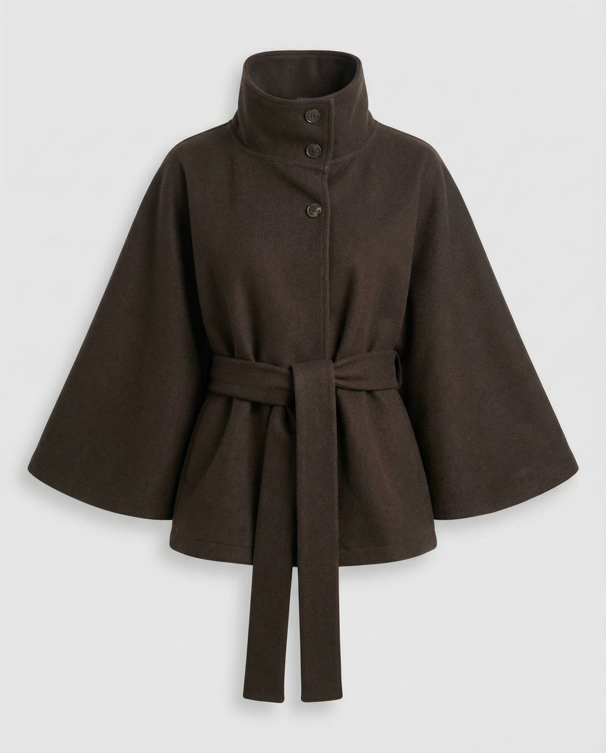 Marcella | Damen lange Winterjacke mit Stehkragen und Bindegürtel
