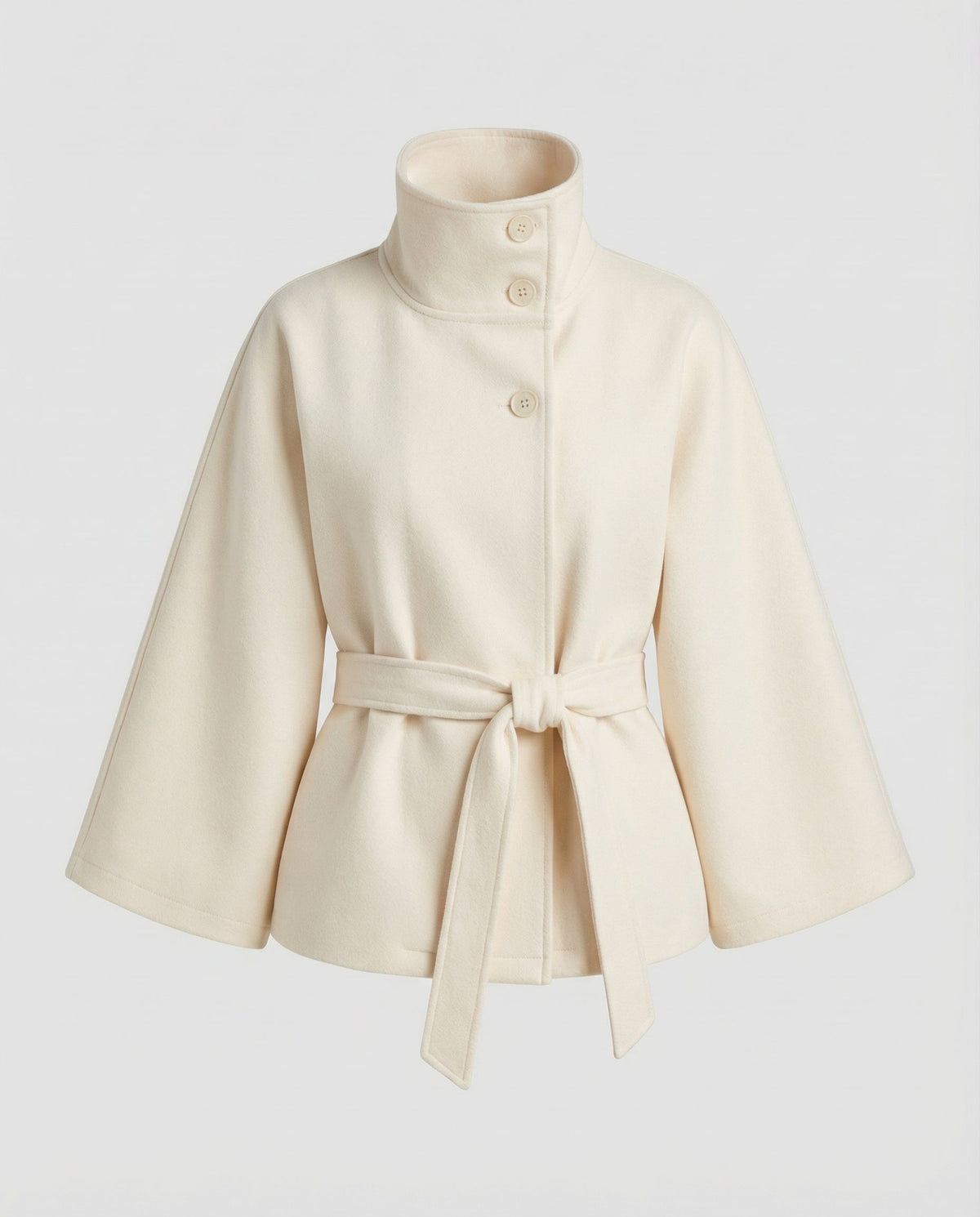 Marcella | Damen lange Winterjacke mit Stehkragen und Bindegürtel