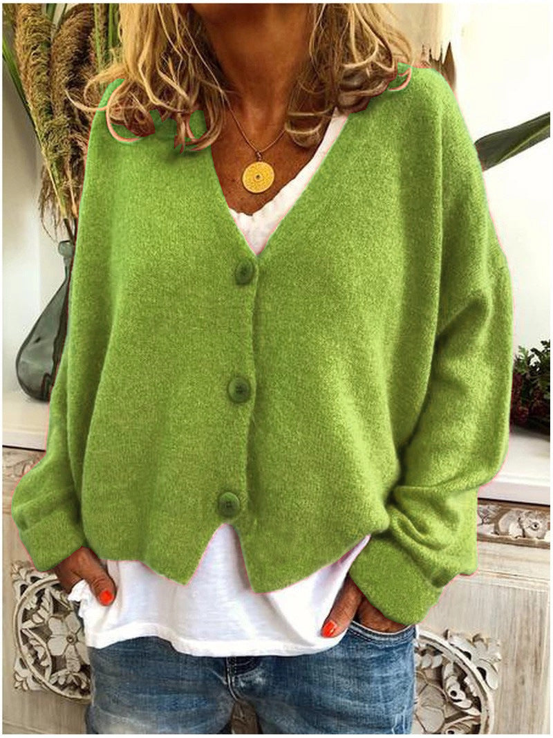 Helena | Gerippte Strickjacke mit V-Ausschnitt und Knopfleiste