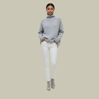 Hermine | Damen Rollkragenpullover Feinstrick Oversize
