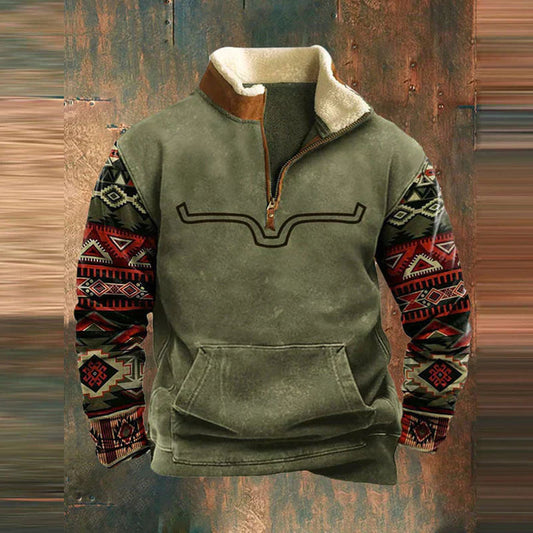 Pieter | Herren Strickpullover mit Stehkragen und Kängurutasche