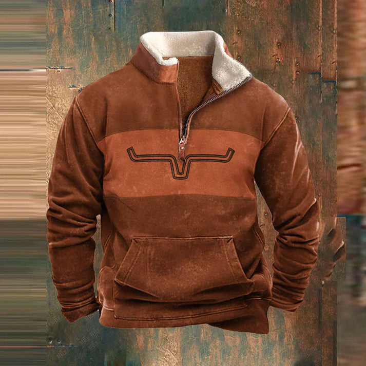 Pieter | Herren Strickpullover mit Stehkragen und Kängurutasche