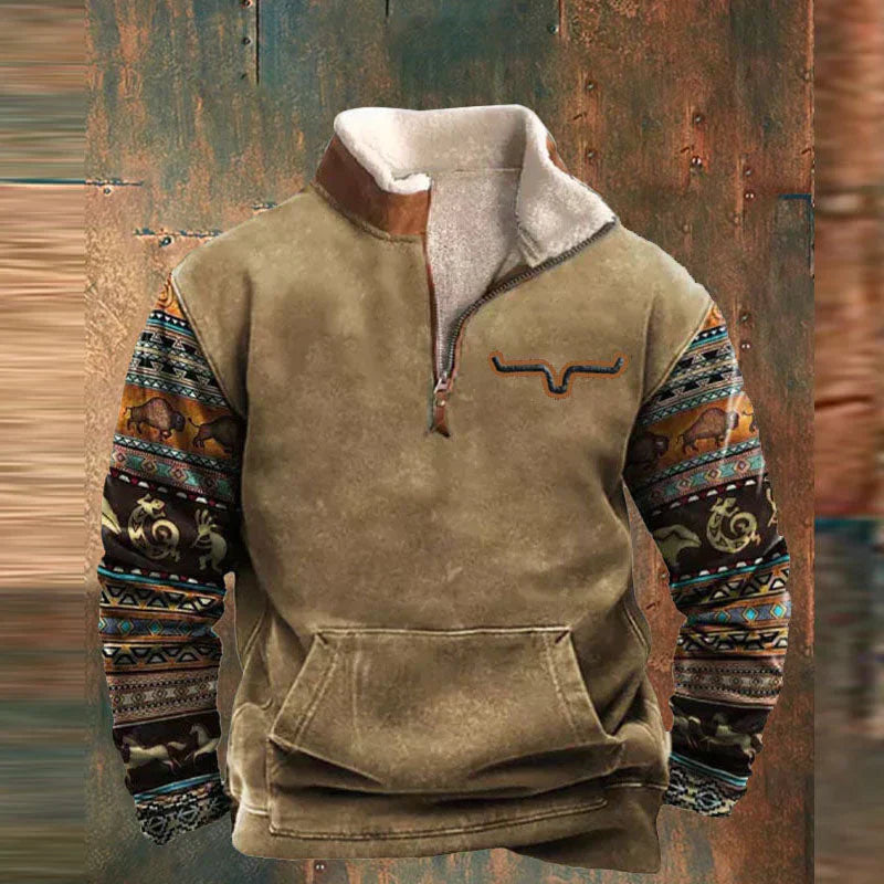 Pieter | Herren Strickpullover mit Stehkragen und Kängurutasche