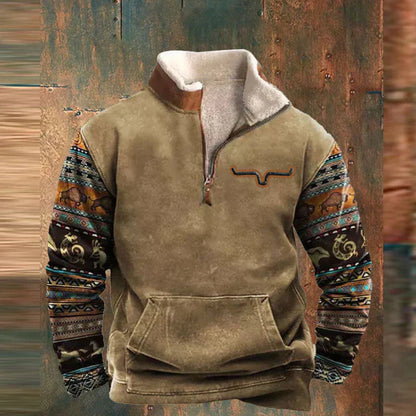 Pieter | Herren Strickpullover mit Stehkragen und Kängurutasche